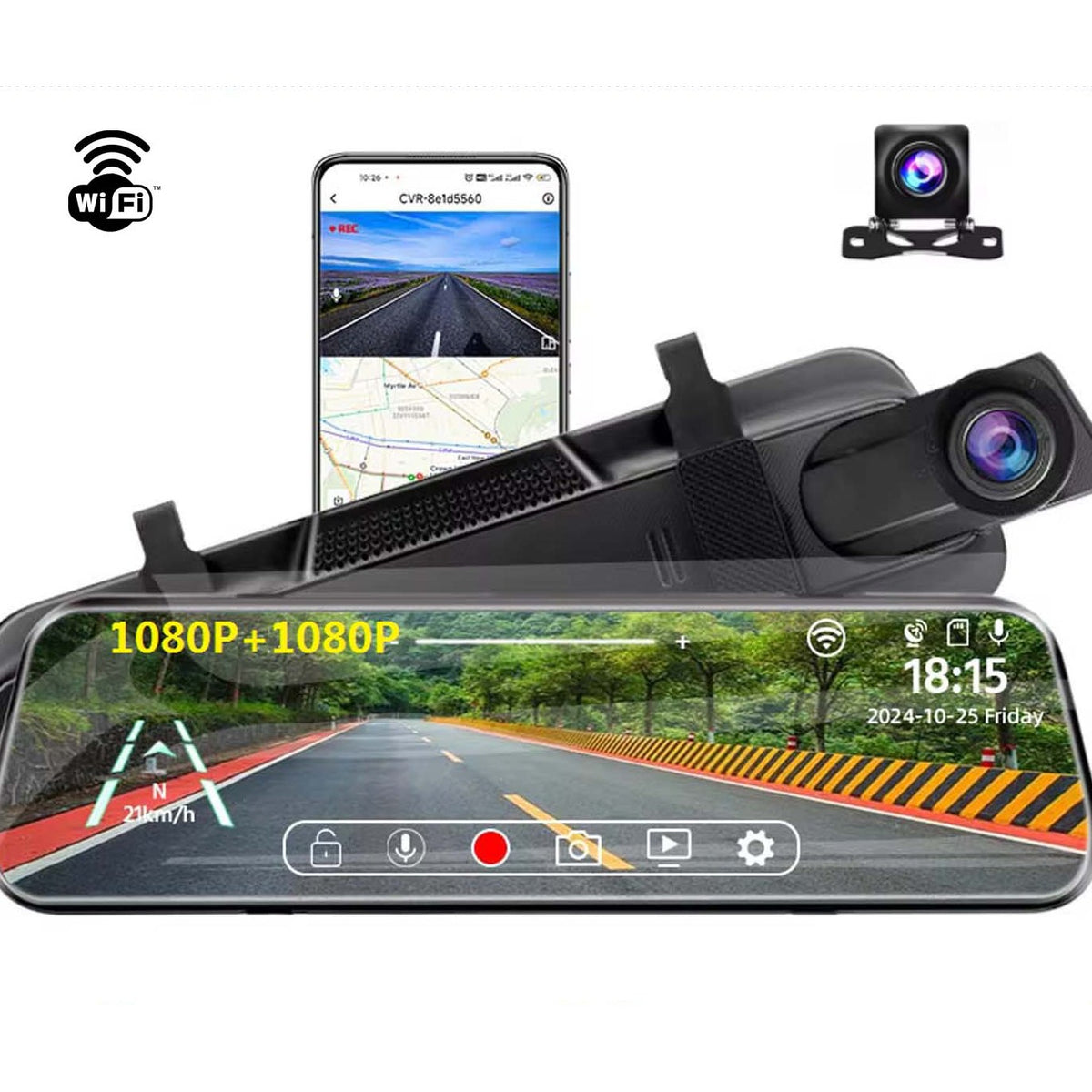 10" Touch Screen Dash Cam with Reverse Cam & WiFi