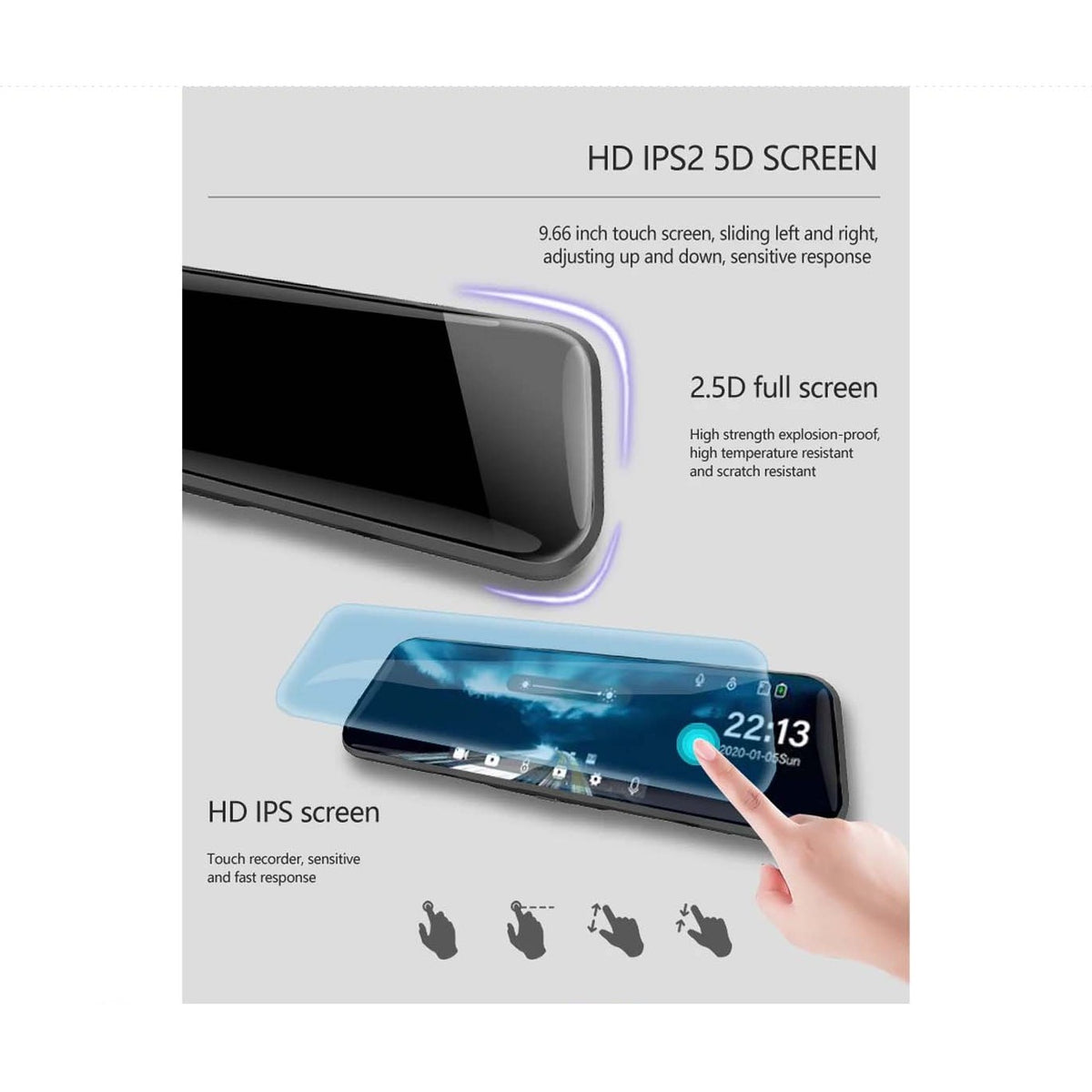 10" Touch Screen Dash Cam with Reverse Cam & WiFi