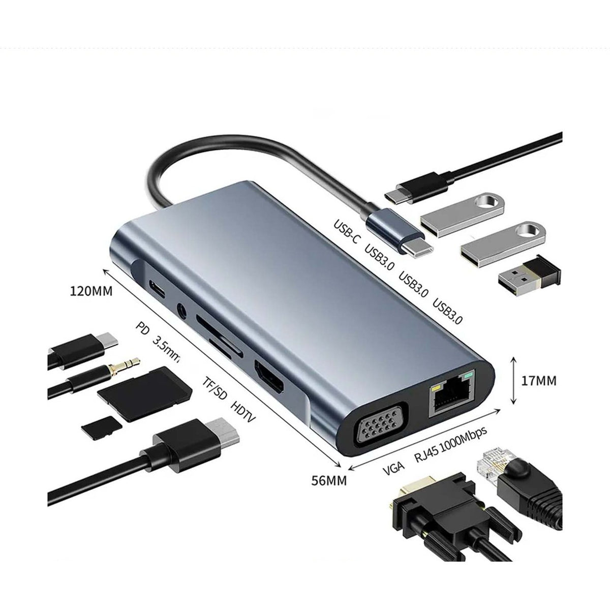 11 in 1 USB C Hub Multiport Adapter