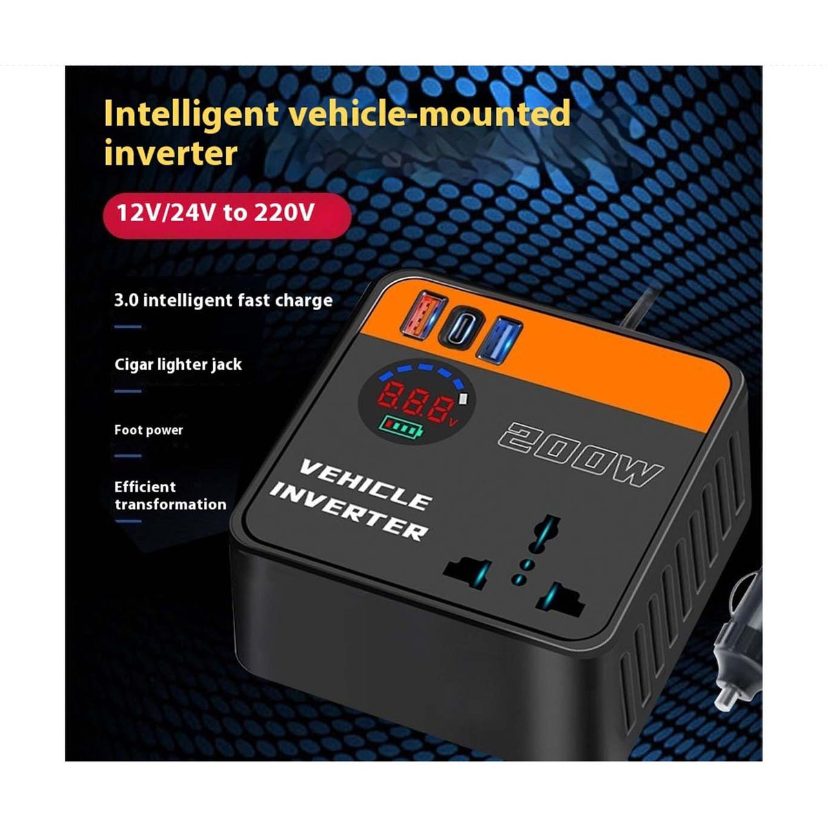 12:24V Car Inverter Converter with 200W output