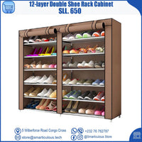 12-Layer Double Shoe Rack Cabinet