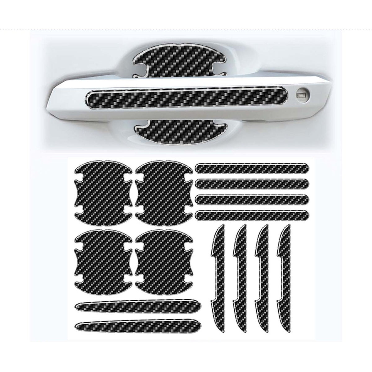14Pcs Carbon Fiber Anti-Scratches Door Handle Sticker