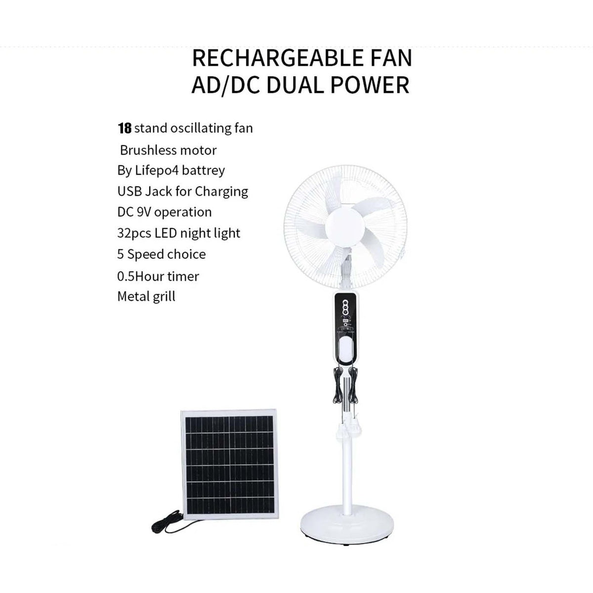 18" Solar Fan with 2 Bulb