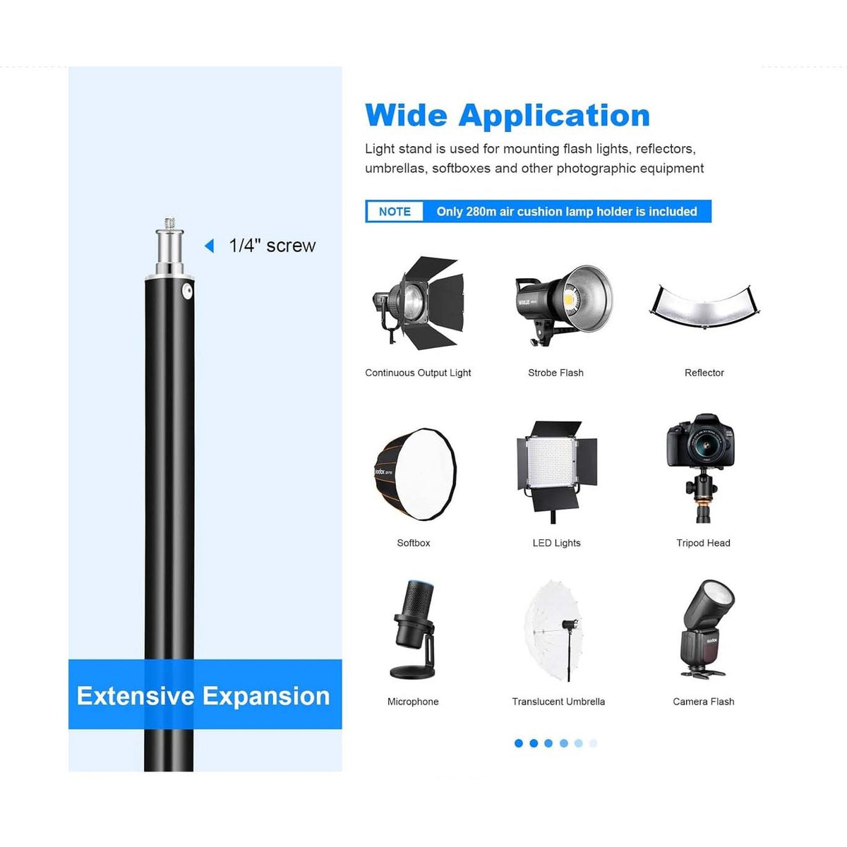 2.8M Adjustable Photography Aluminum Light Stand