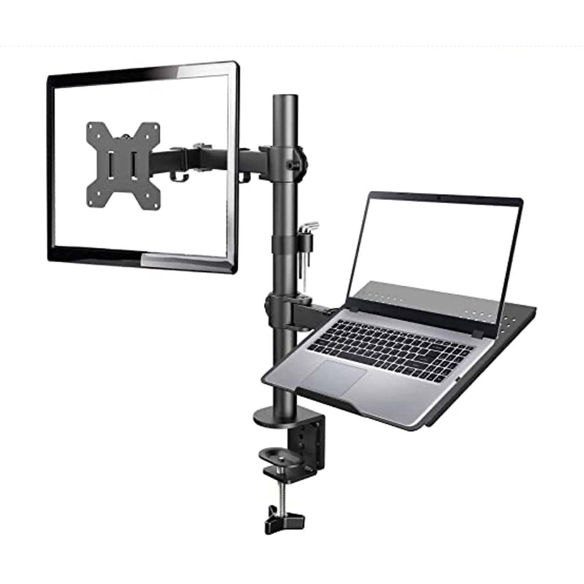 2 in 1 Adjustable Dual Monitor Stand Arms With Laptop Tray