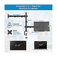 2 in 1 Adjustable Dual Monitor Stand Arms With Laptop Tray product image 2