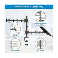 2 in 1 Adjustable Dual Monitor Stand Arms With Laptop Tray product image 3