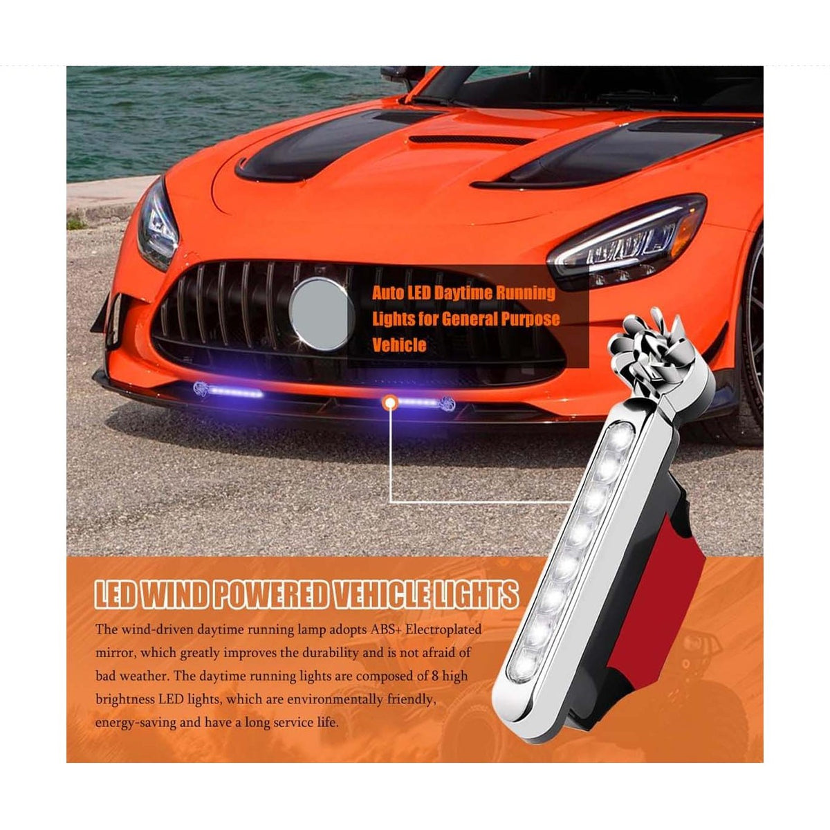 2 Pcs LED Wind Powered Vehicle Lights