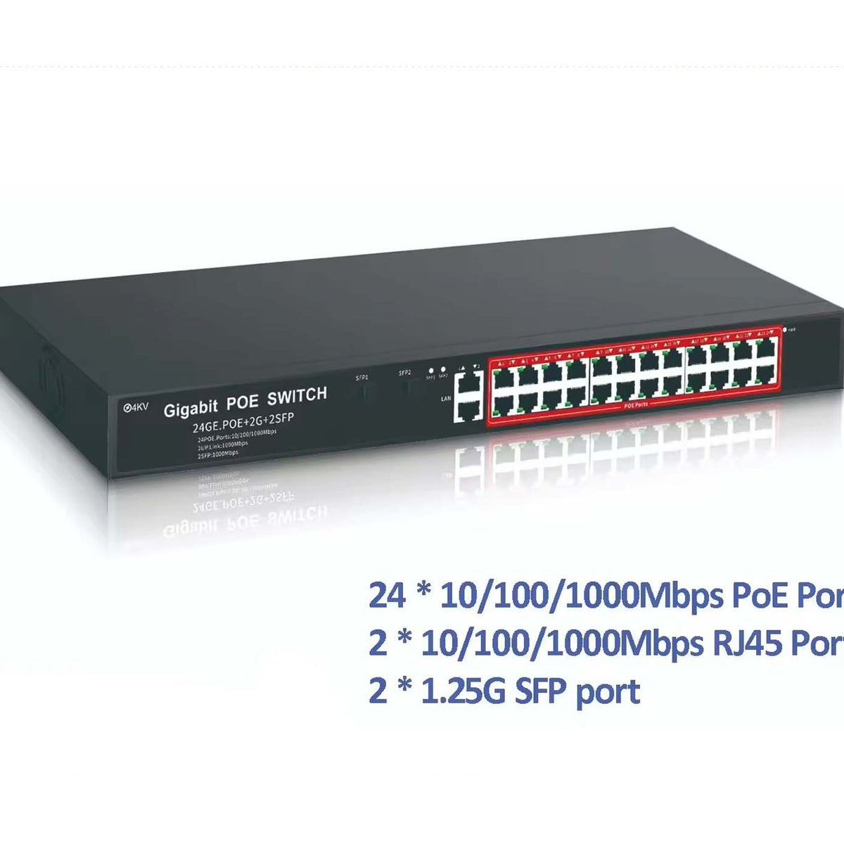 24 Port Gigabit Smart Cloud Managed POE Switch