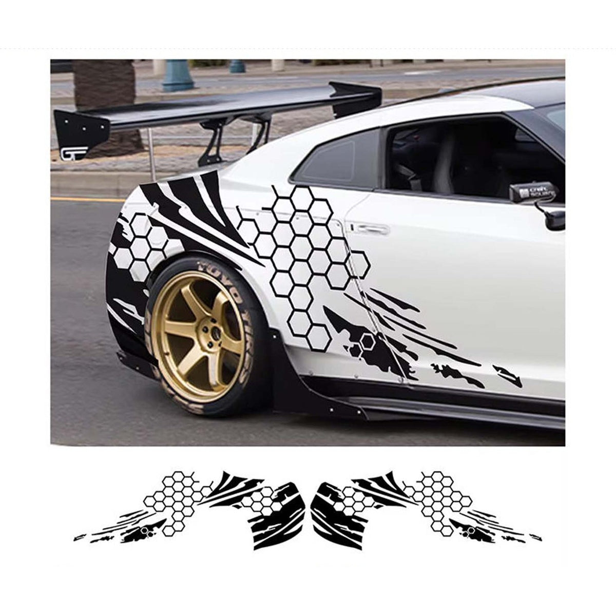 2Pcs Car Body Decal Honeycomb Design