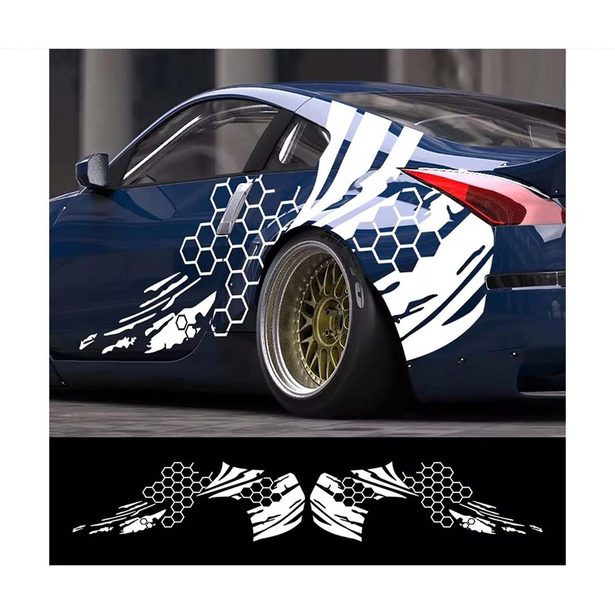 2Pcs Car Body Decal Honeycomb Design
