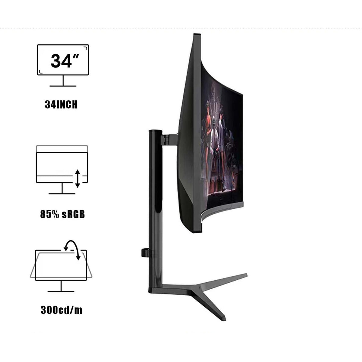 34 Inch 4k165hz Curved Flat Screen LED Gaming Monitor