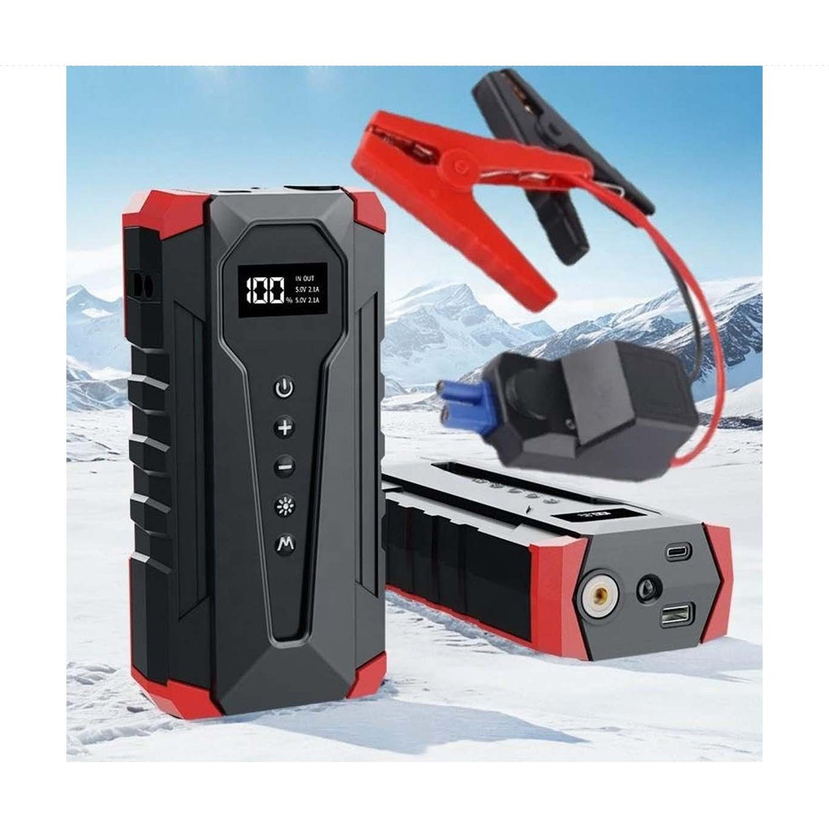 4 in 1 Portable Jump Starter with Tire Air Pump & Lighting