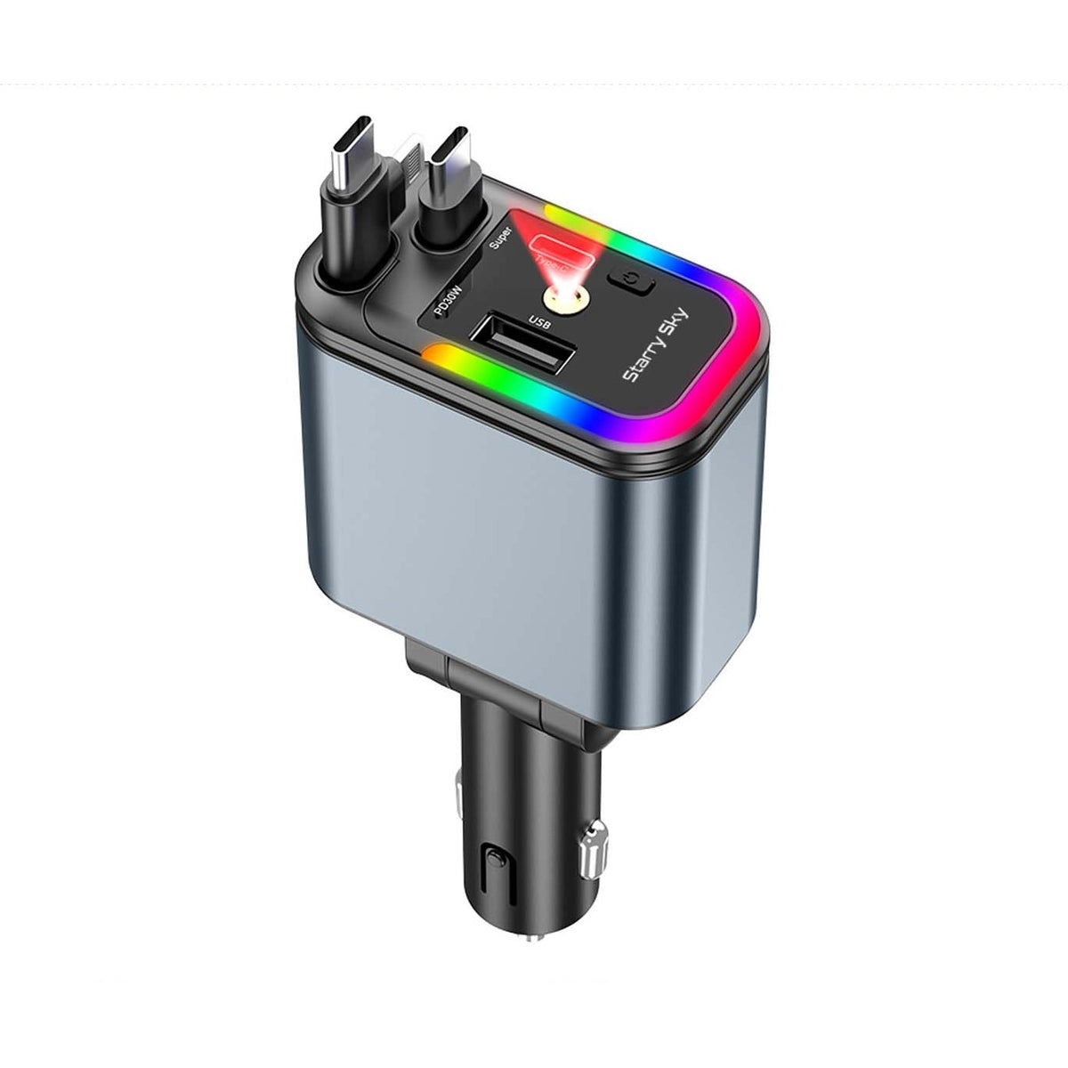 4-in-1 Retractable Car Charger LED Starlight PD 120W