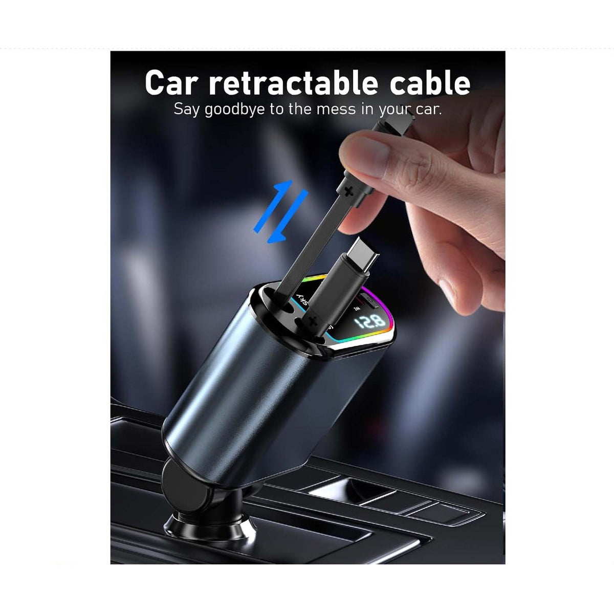 4-in-1 Retractable Car Charger LED Starlight PD 120W