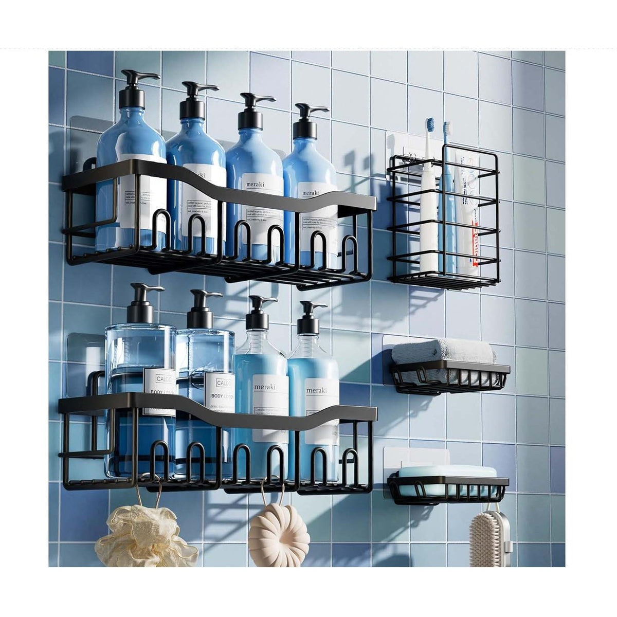 5 Pack Bathroom Organizer Rustproof Carbon Steel