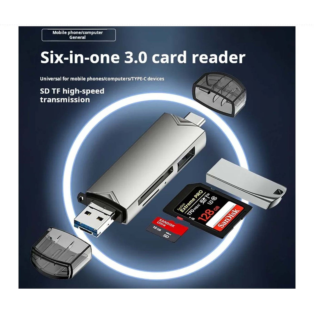 6 in 1 Multi-Function Card Reader