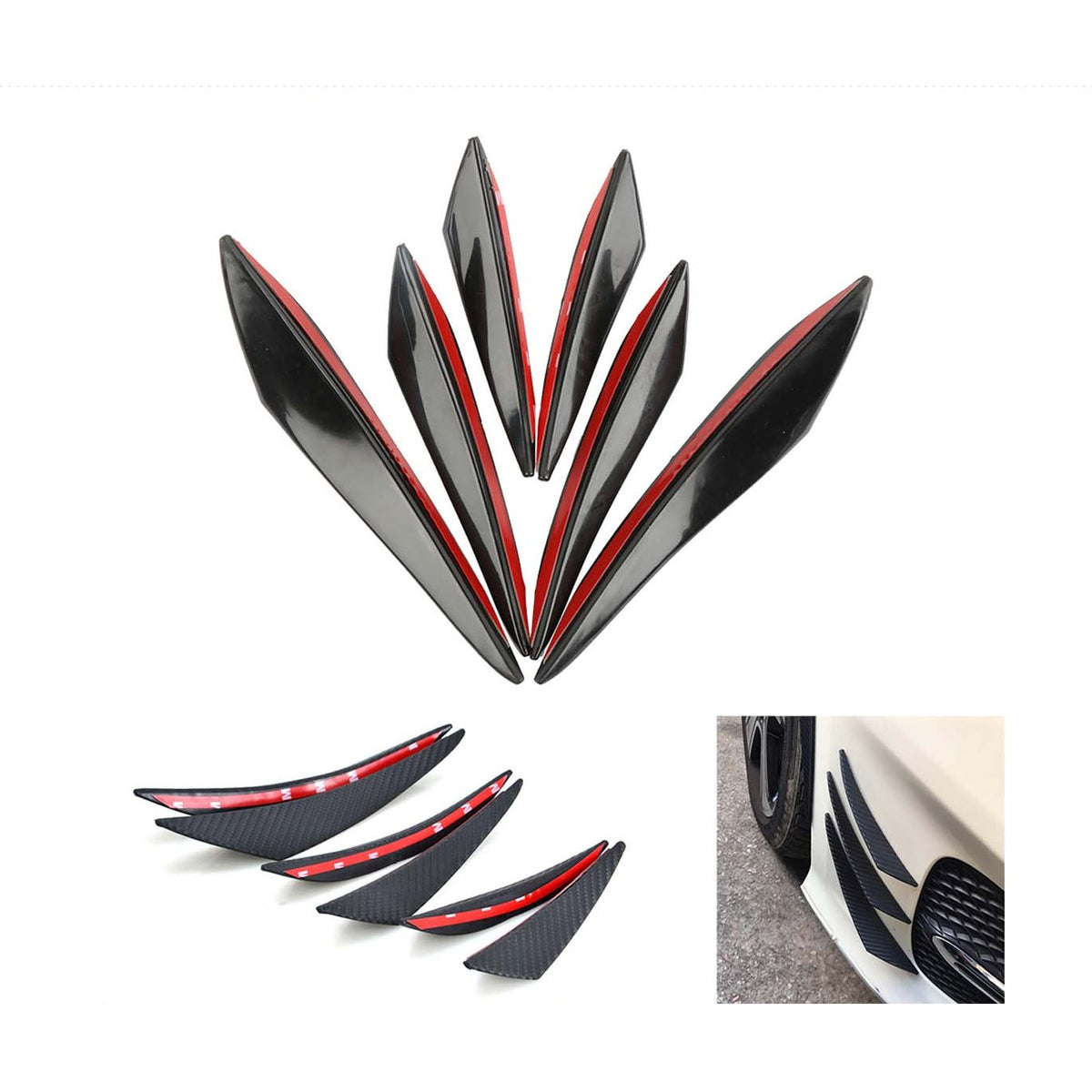 6pcs Front Lip Splitter Fins Car Body Kit Decoration