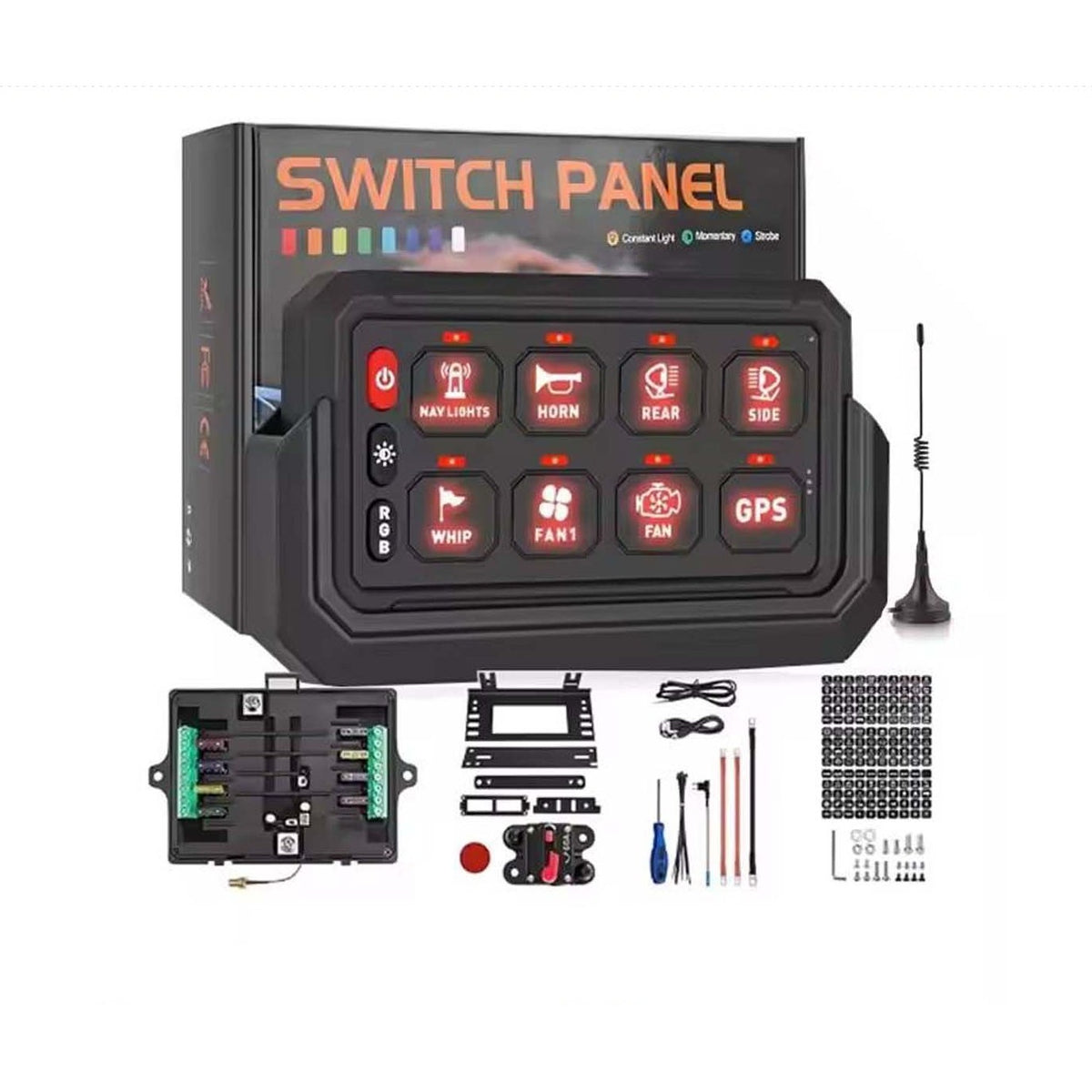 8 Gang Wireless Remote Control LED Switch Panel for Car