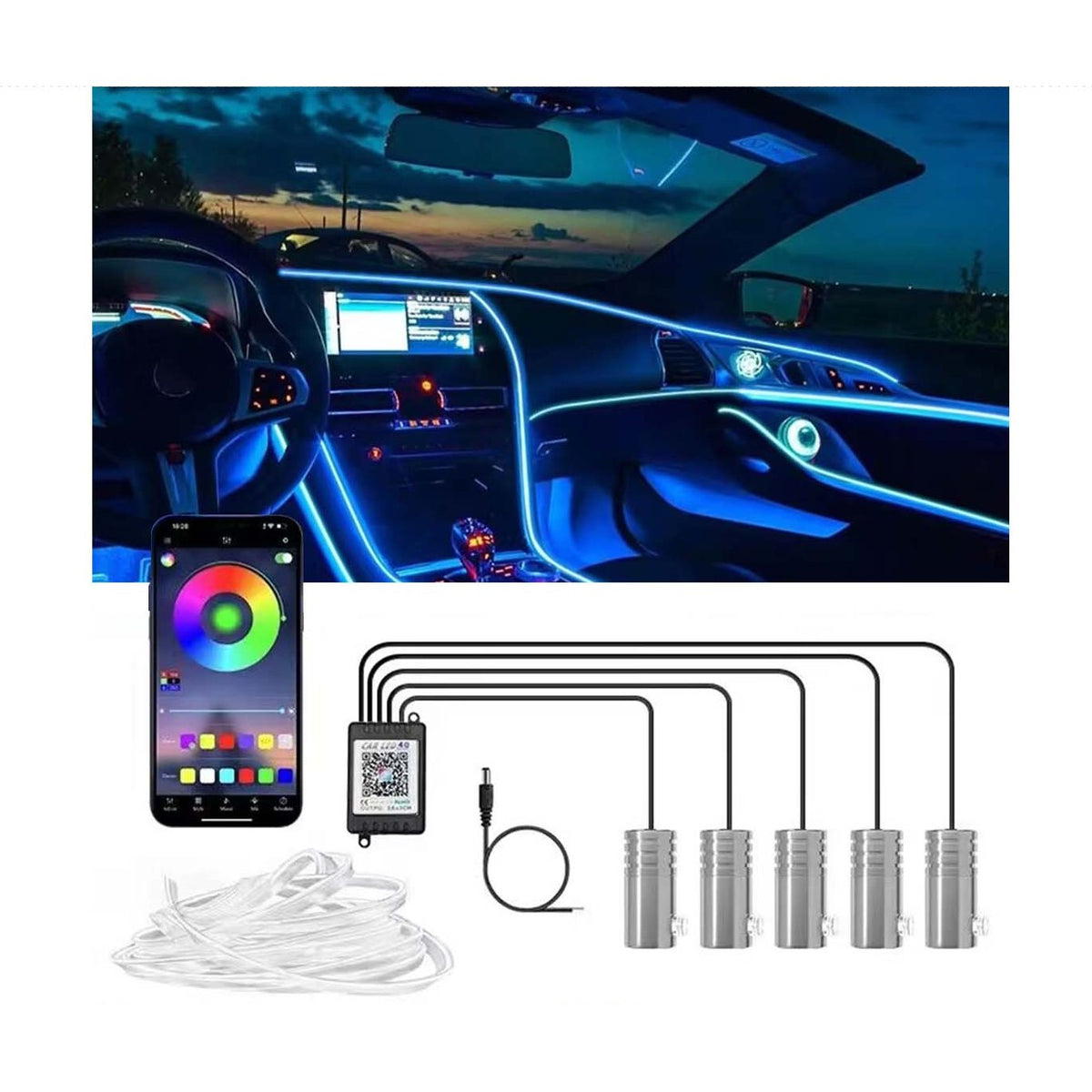 9 in 1 LED Interior Ambient Light and Footwell light for Car